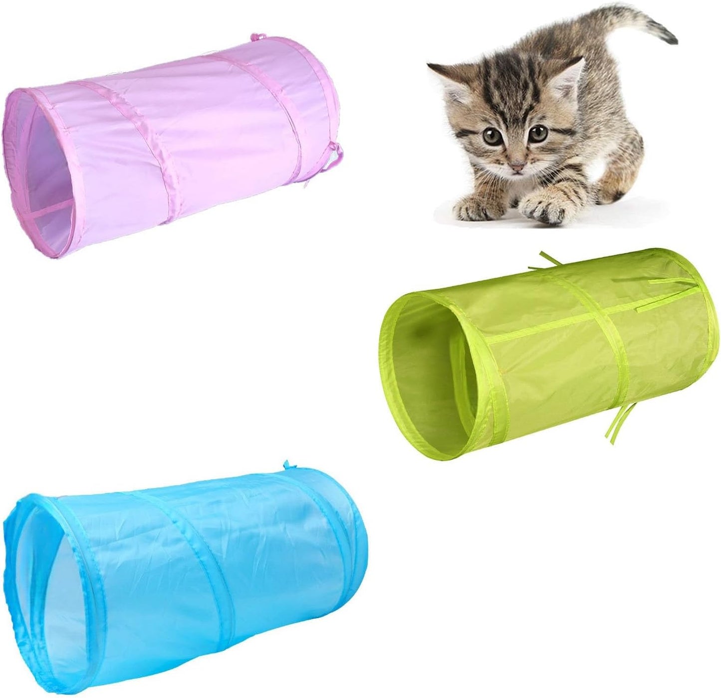 iCAGY Cat Tunnel for Indoor Cats Interactive, Rabbit Tunnel Toys, Pet Toys Play Tunnels for Cats Kittens Rabbits Puppies Crinkle Pop Up Sky Blue 20" - Image 11
