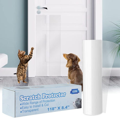 KEBE Door Scratch Protector, Protect Your Furniture Wall with Clear Premium Heavy Duty Door Cover Scratch Shield Guard for Dog Cat Scratching,63 in X 7.9 in - Image 9