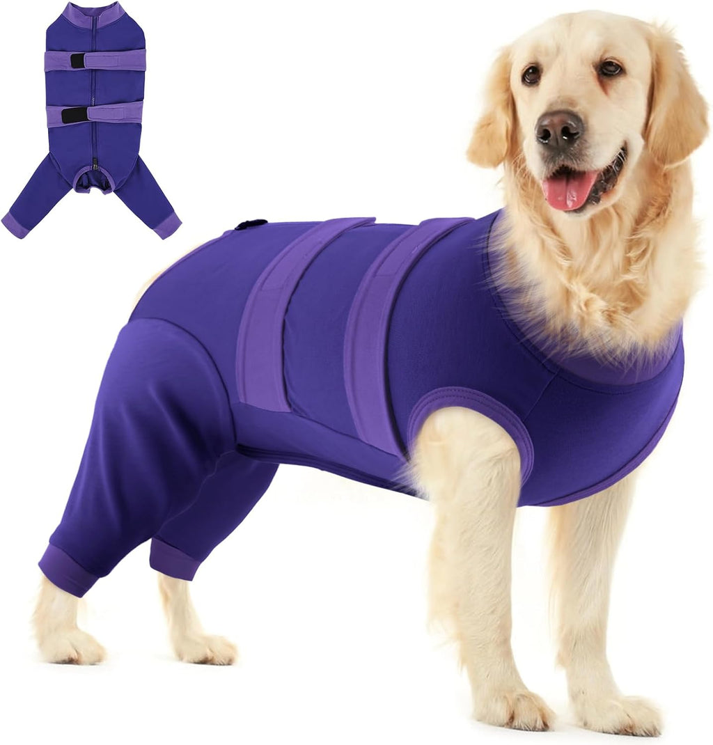 QBLEEV Dog Surgery Recovery Suit for Rear Legs, Long Back Leg Sleeve Pants | Soft onesie to prevent licking, adjustable thigh/abdominal wound protector, cone alternative after spay/neuter, pink, L - Image 9