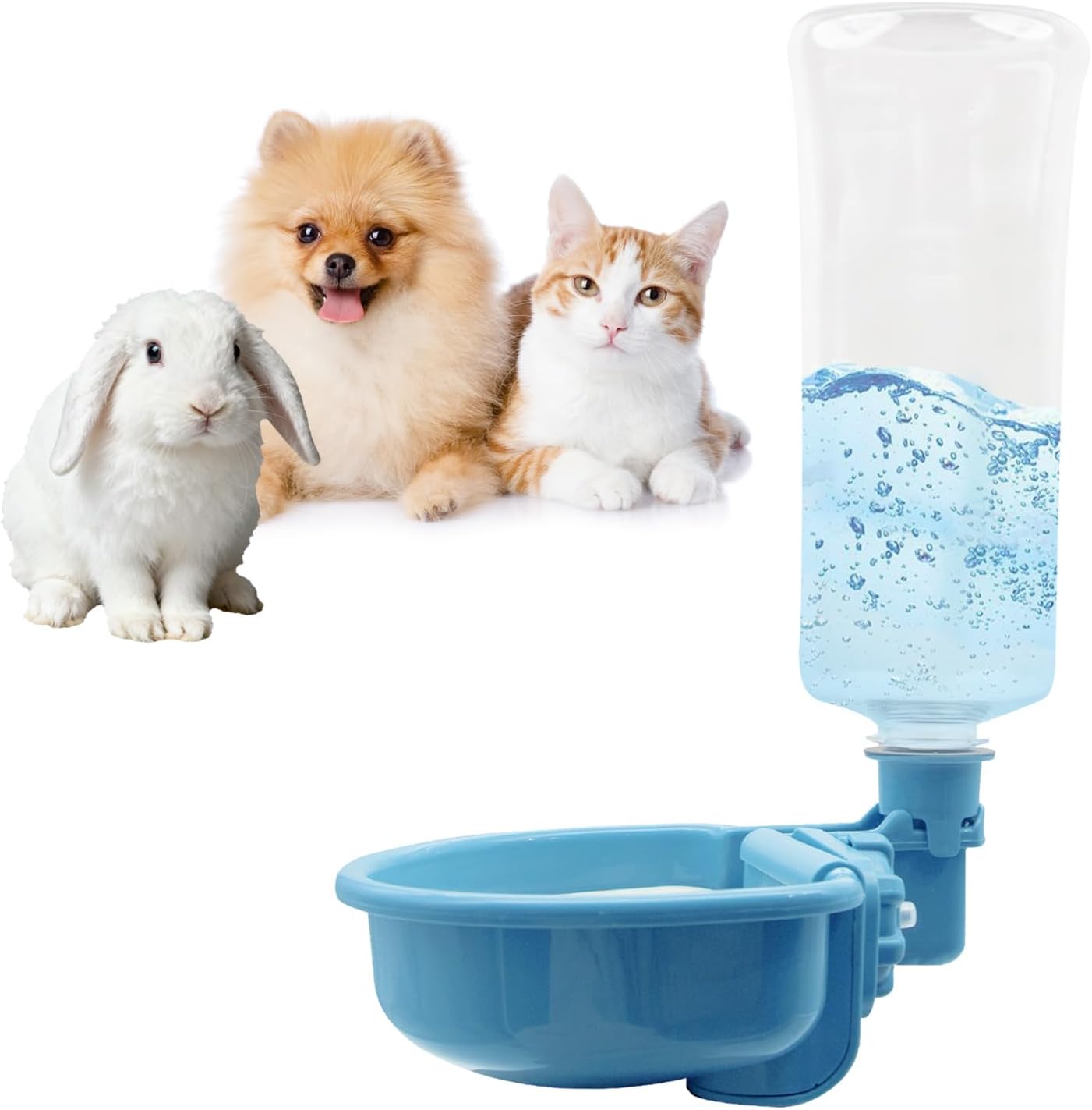 VANNON 16oz Pet Water Bottle, Gravity Dog Water Bowl Dispenser for Cage, Anti-Overflow Water Dispenser for Small Dogs, Cats, Rabbits and Other Small Animals, BPA Free, Grey - Image 9