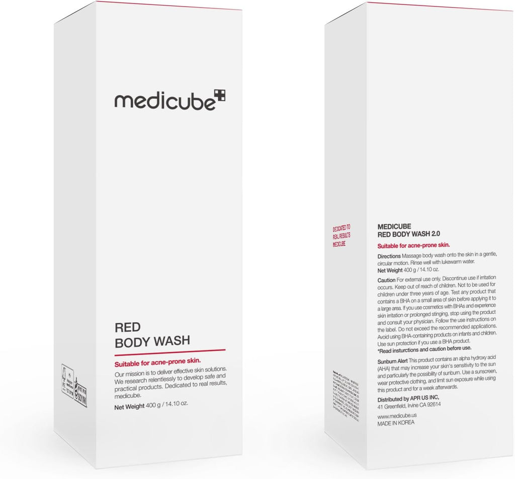 Medicube Red Body Wash packaging and size reference