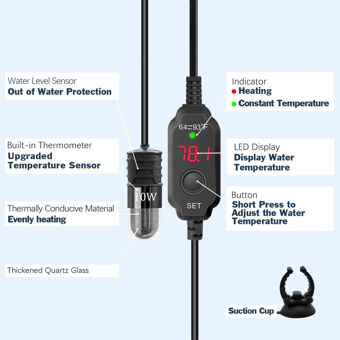 Yofoths small fish tank heater with external controller