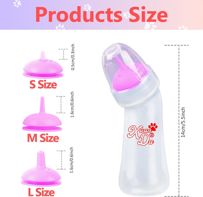 Xuanda angled nursing bottles for puppies and kittens with three nipple sizes