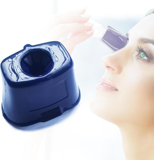 MERISHOPP EDWERD eye drop dispenser front view showing the blue universal bottle attachment opening.