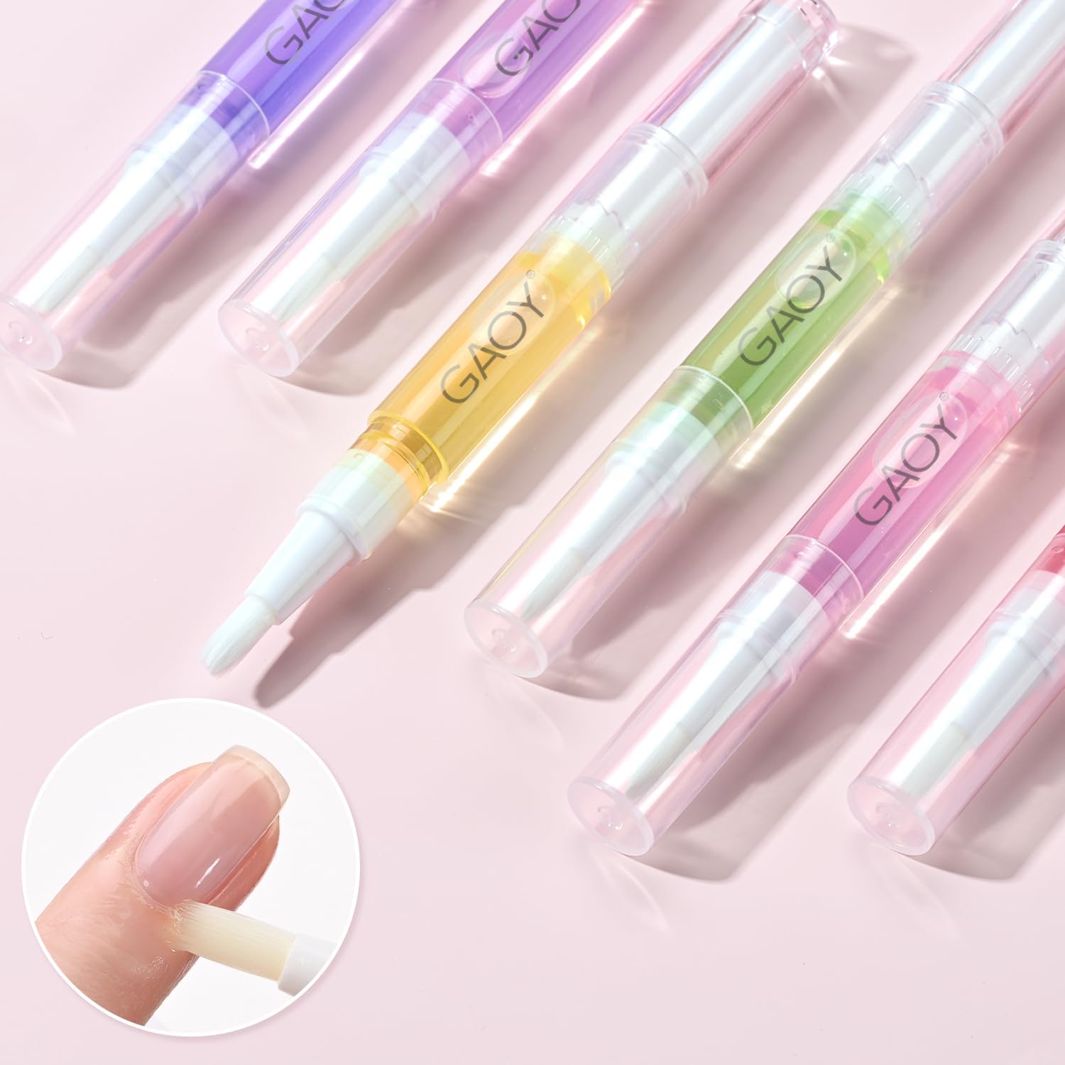 GAOY cuticle oil pen set with six different flavored pens for professional nail care