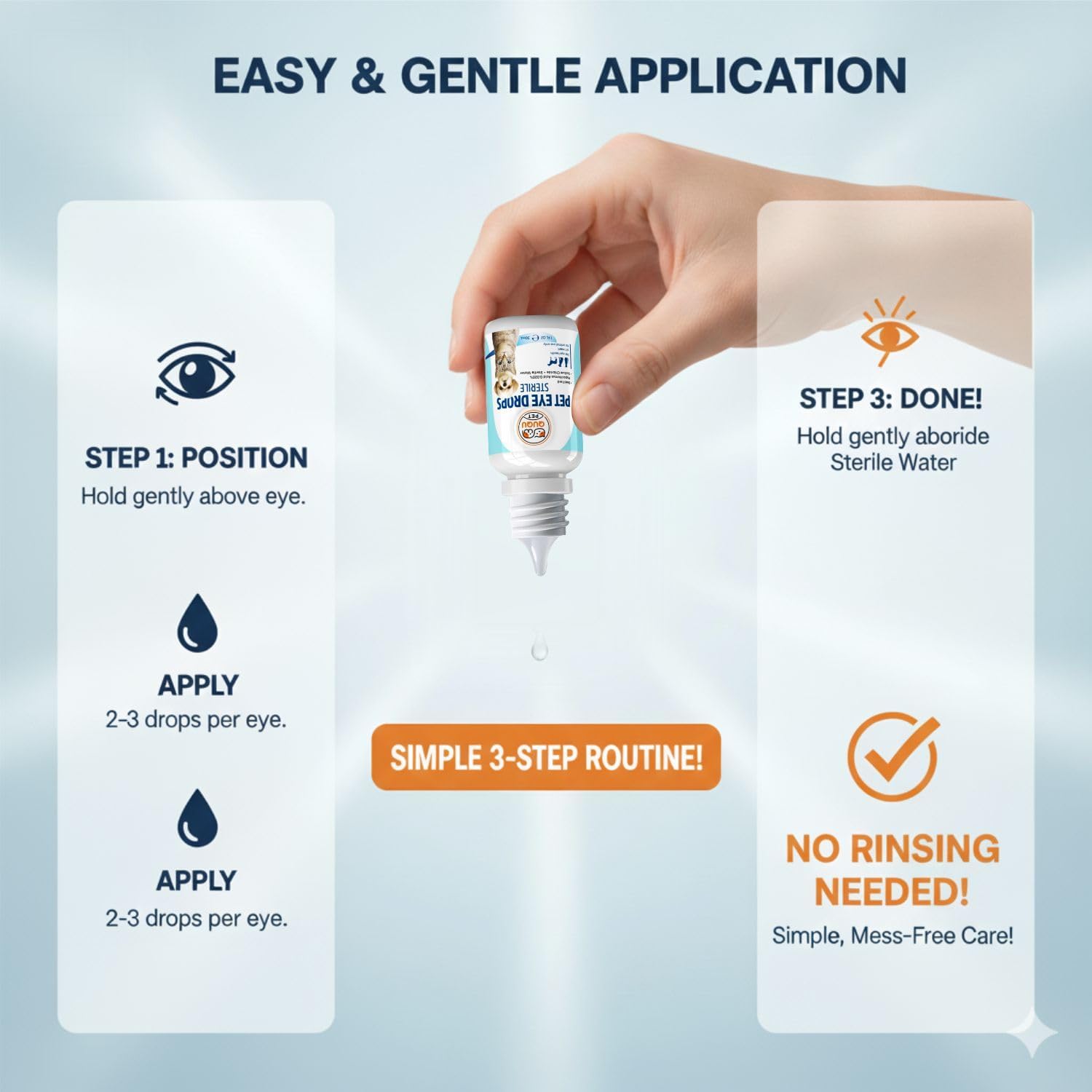 Gentle eye relief drops for horses and puppies