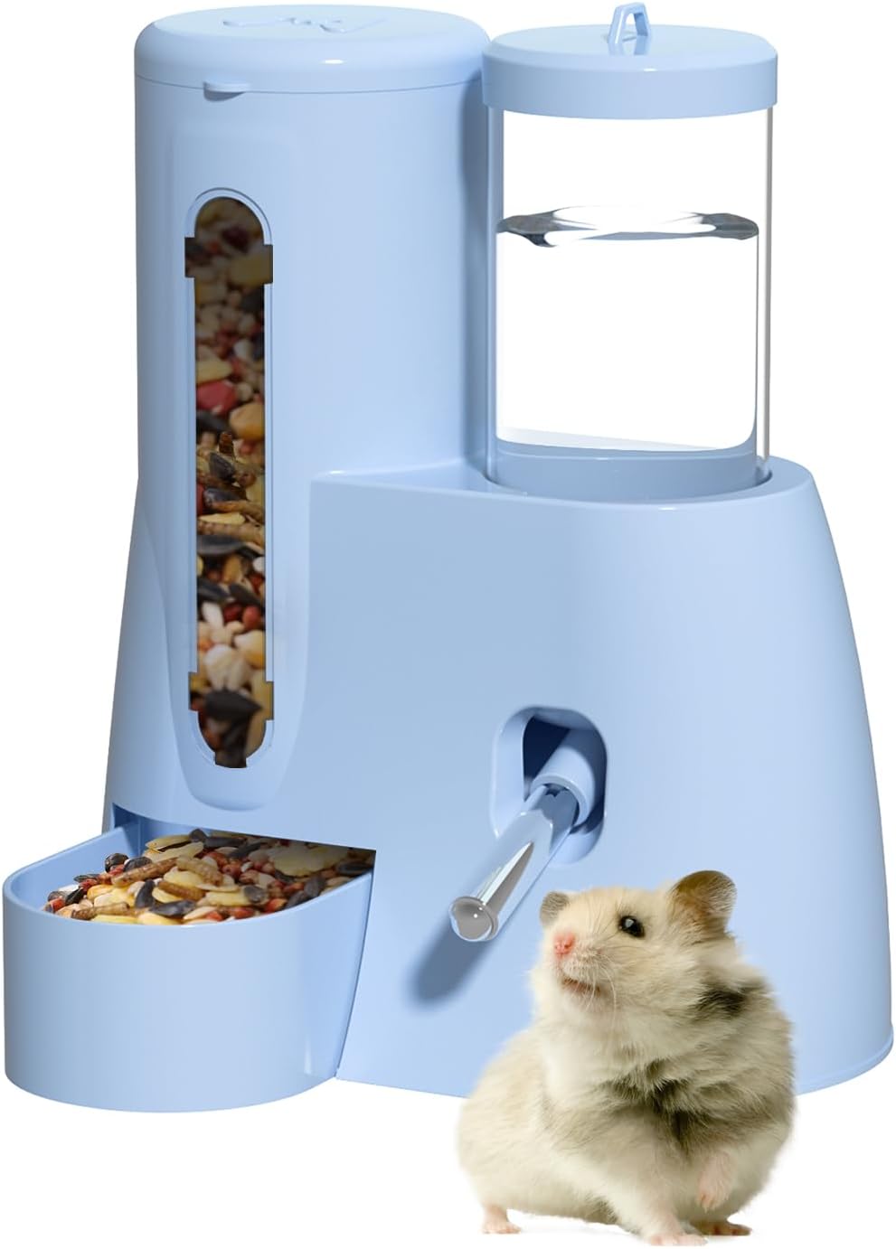 2 in 1 Hamster Water Bottle - Automatic Food Bowl, No Drip Small Animal Water Bottle Dispenser, for Syrian Dwarf Hamsters, Gerbils, Mouse, Hedgehog, Hamster Cage Accessories (Pink, Large) - Image 7