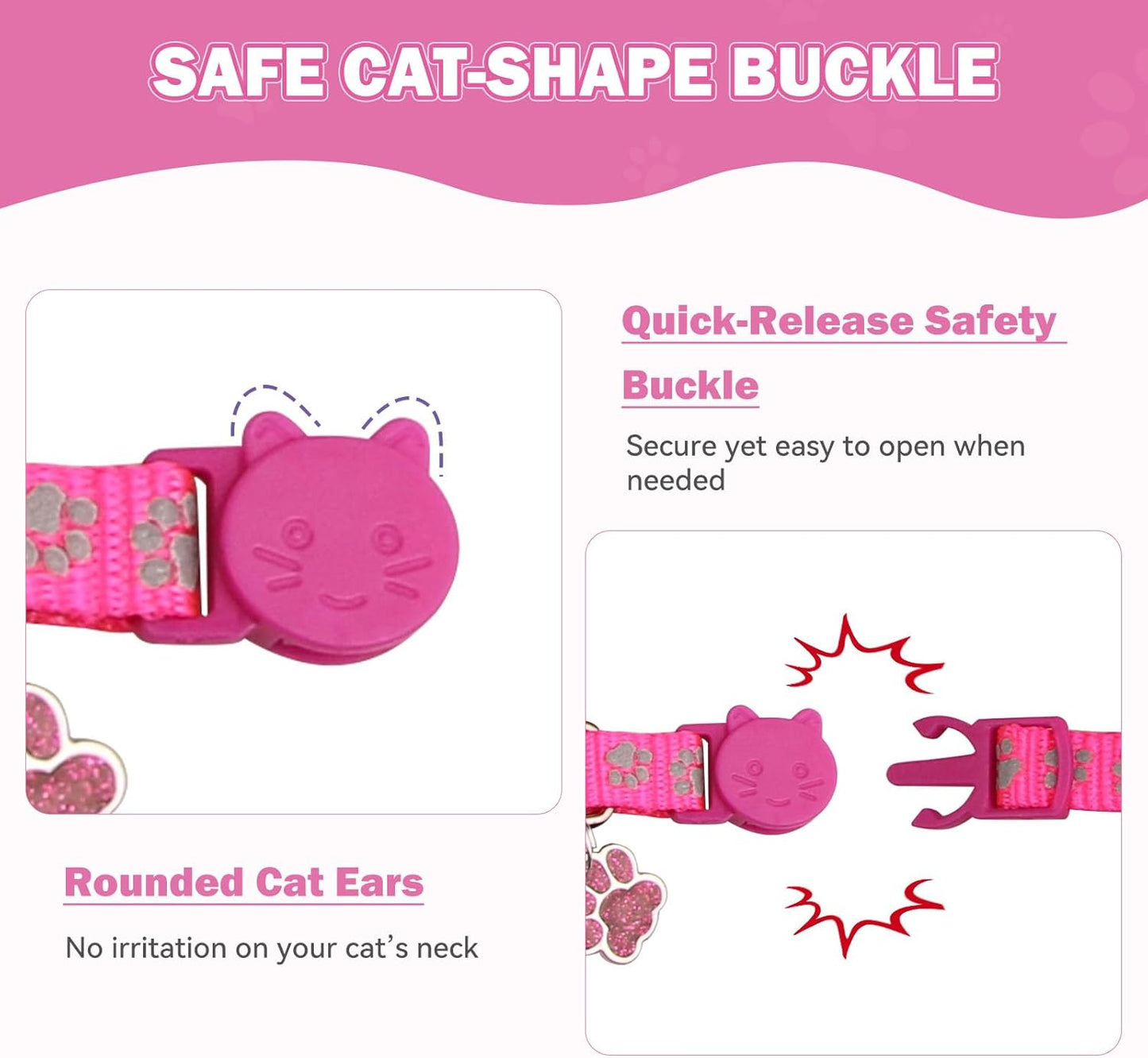 HLJ 4 pack colorful cat collars showcasing attached bells and paw pendants