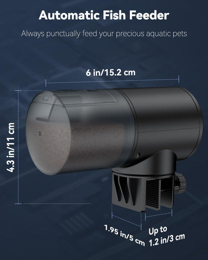 Pawfly aquarium auto feeder attached to tank lid with sticker base