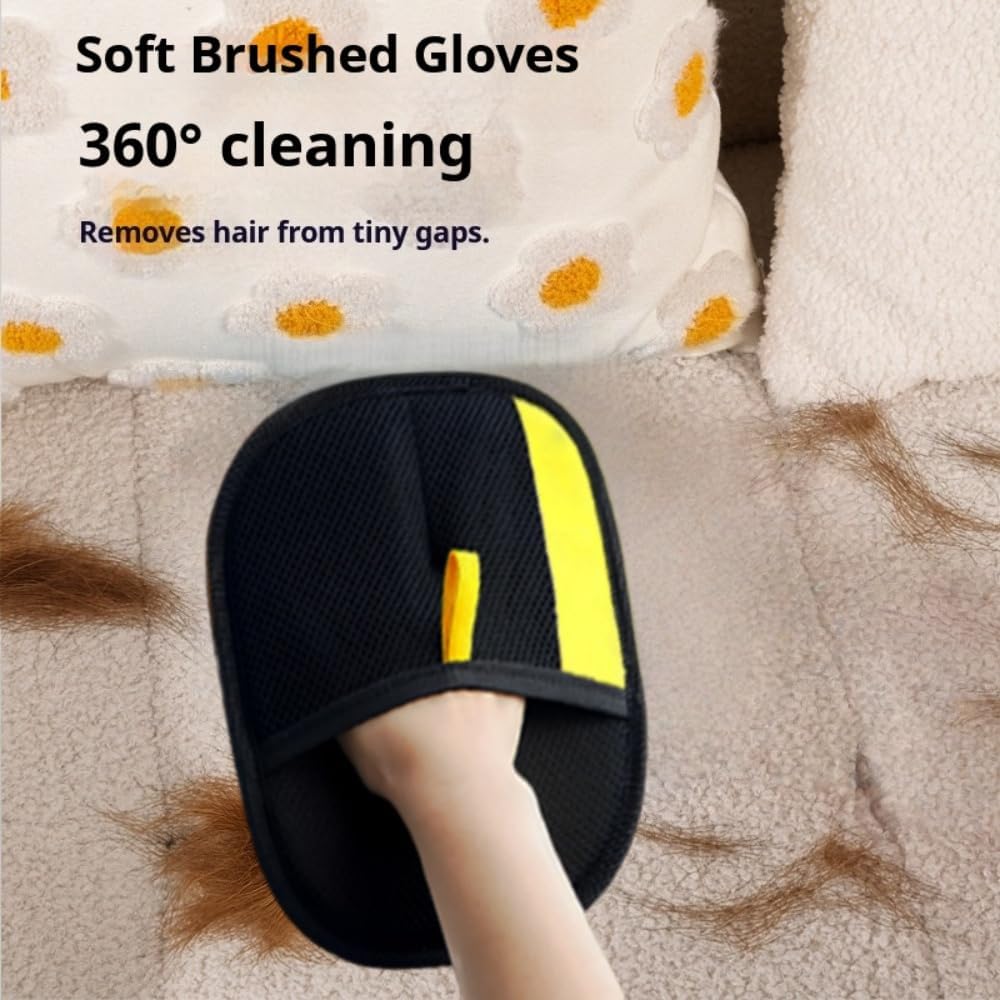 Reusable pet hair mitt cleaning cat fur off couch sofa fabric
