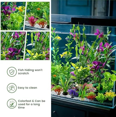 Low maintenance fade resistant plastic plants being rinsed under tap water for cleaning.