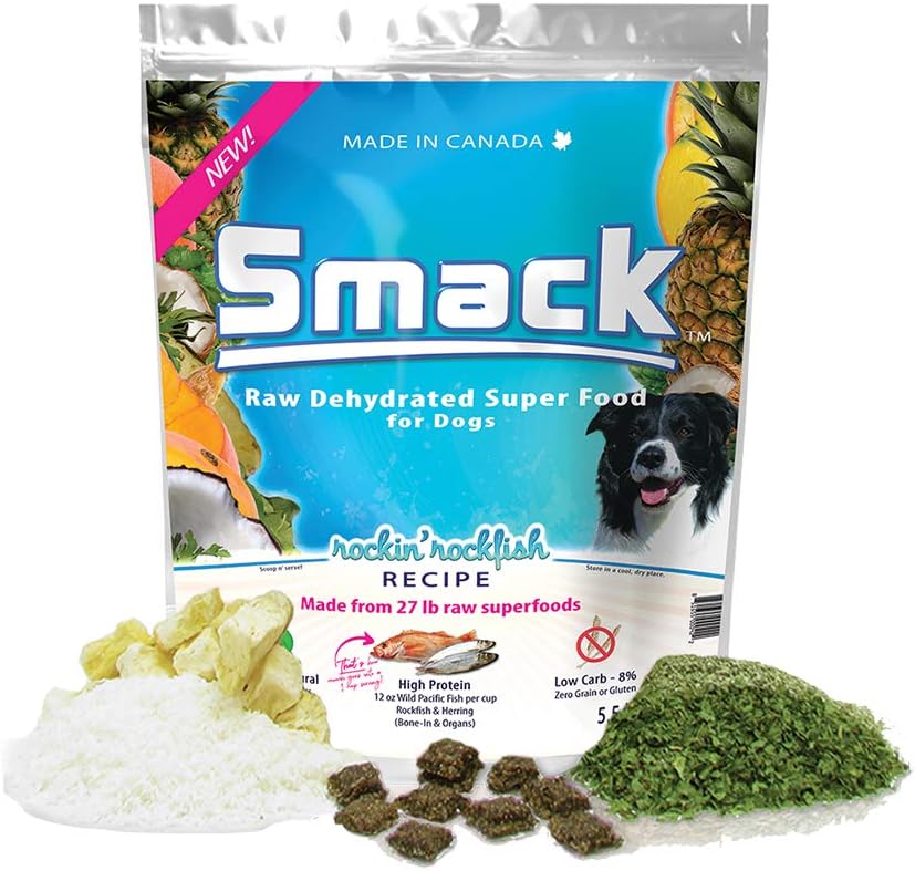Smack Rockin' Rockfish raw dehydrated dog food bag front view