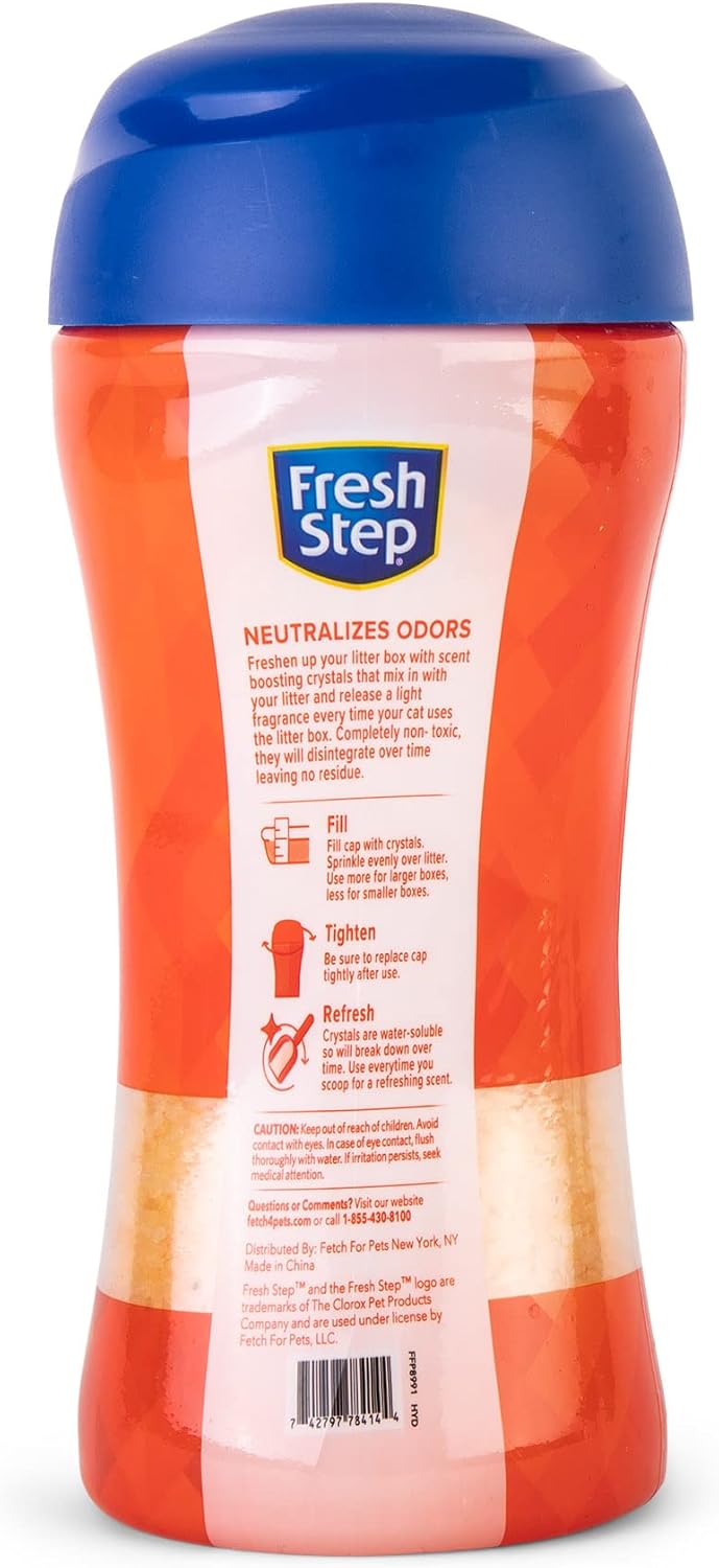 Fresh Step litter box deodorizer packaging back label details