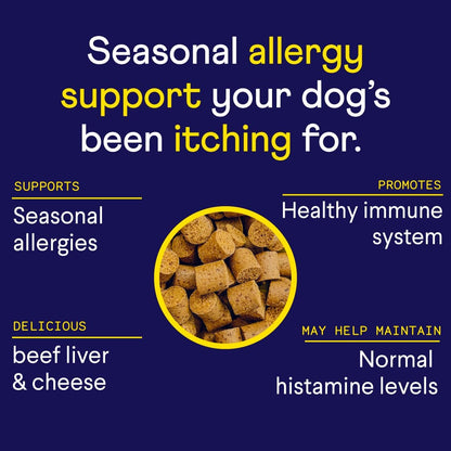 Finn dog allergy and itch supplement 90 count nutritional facts and premium ingredients label.
