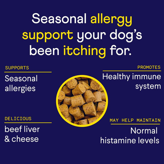 Finn dog allergy and itch supplement 90 count nutritional facts and premium ingredients label.