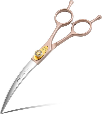 45 degrees Extra Curved Dog Grooming Scissors 440C Stainless Steel 7.5'' Big Arc Curved Shears Rose Gold Sharp and Durable Trimming Scissors for Dogs and Cats - Image 11