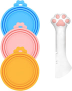 3 Pcs Pet Food Can Lids & One Can Spoon | Cute Paw Shape Opener Spatula Cat Wet Food Spoon | Universal BPA Free Silicone Covers for Dog Cat Cans(Pink) - Image 15