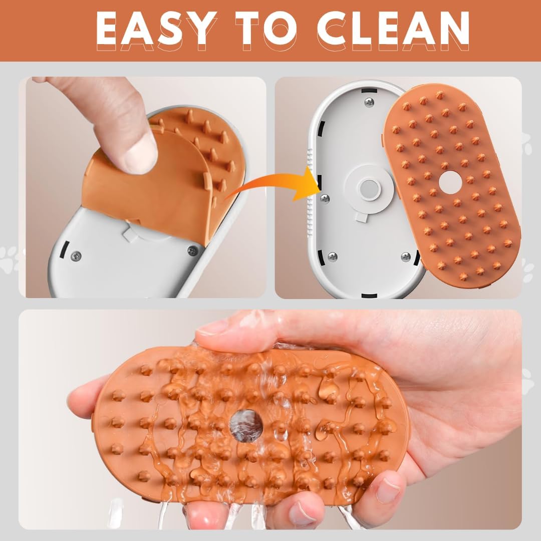 Innosel rechargeable pet brush highlighting the 360 degree rotating handle mechanism