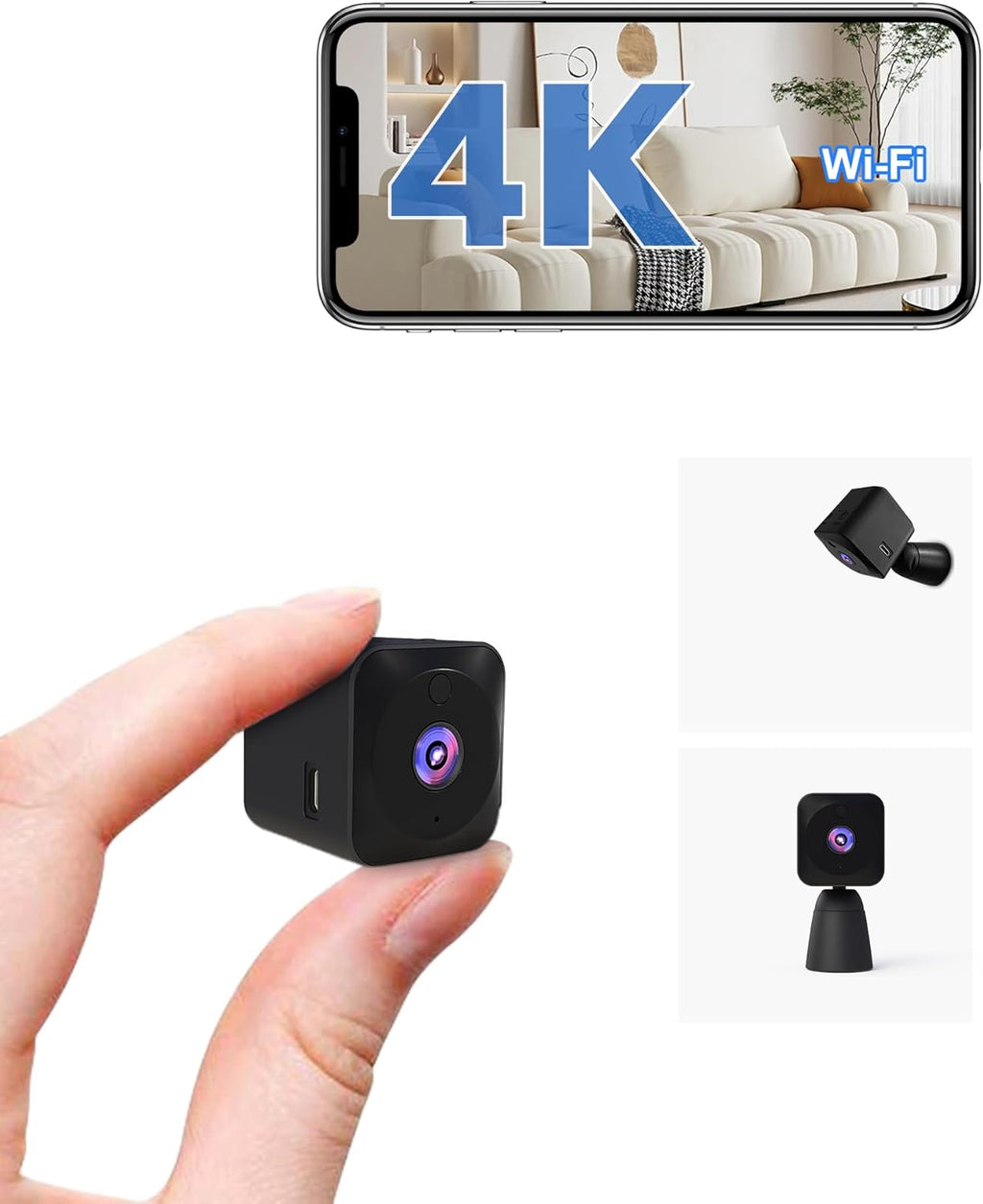 Side profile of Aobocam security camera with connectivity ports