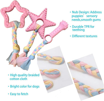 Volacopets teething bone and star toys for small puppies