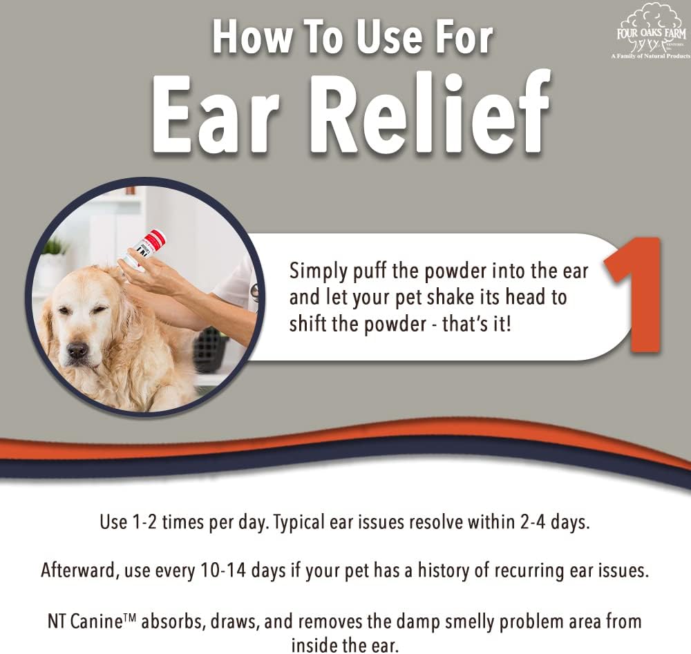 Four Oaks Farm Ventures canine dry powder ingredients list and product details.