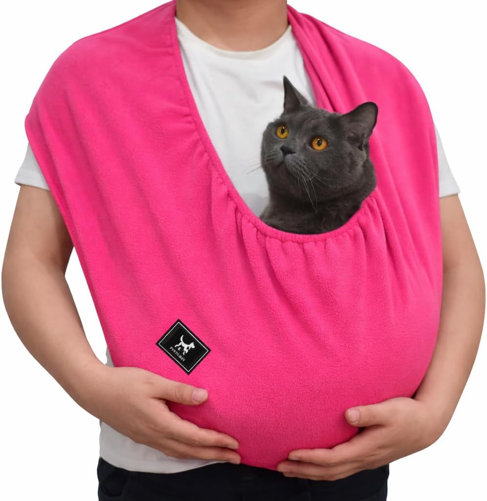 Ultra-Soft Polar Fleece Cat Sling, Elastic One-Piece Cat Carrier for Indoor Home Use, Metal-Free Pet Cuddle Bag, Fits 3-13 lbs,Light Gray Medium - Image 12