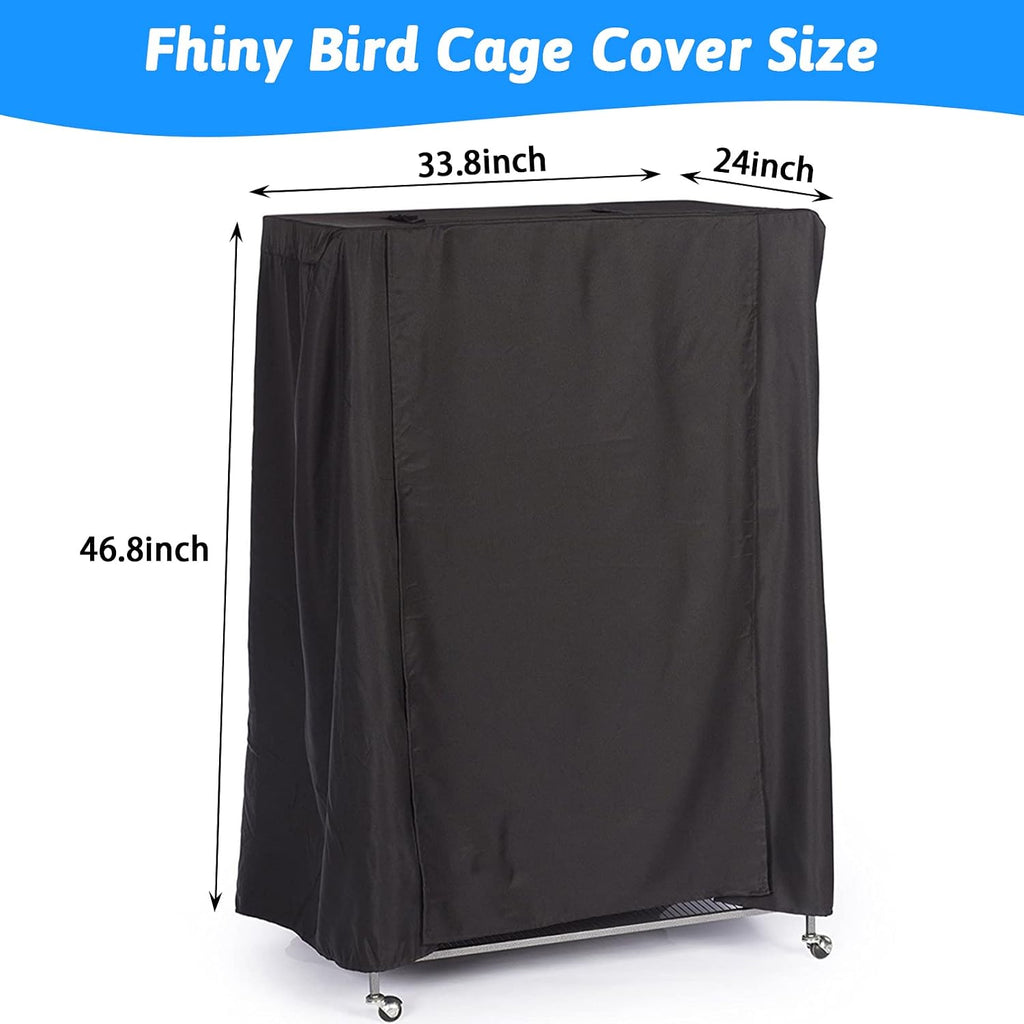 Fhiny bird cage cover installed on a large metal bird cage