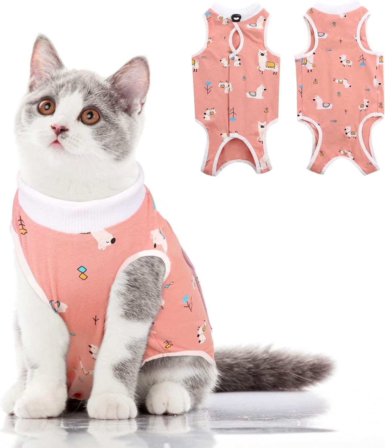 Cat Recovery Suit, Kitten Surgical Full Bodysuit for Abdominal Wound Protector Anti Licking After Surgery, Professional Bandages Cone E-Collar Alternative for Small Male & Female Pets - Image 10
