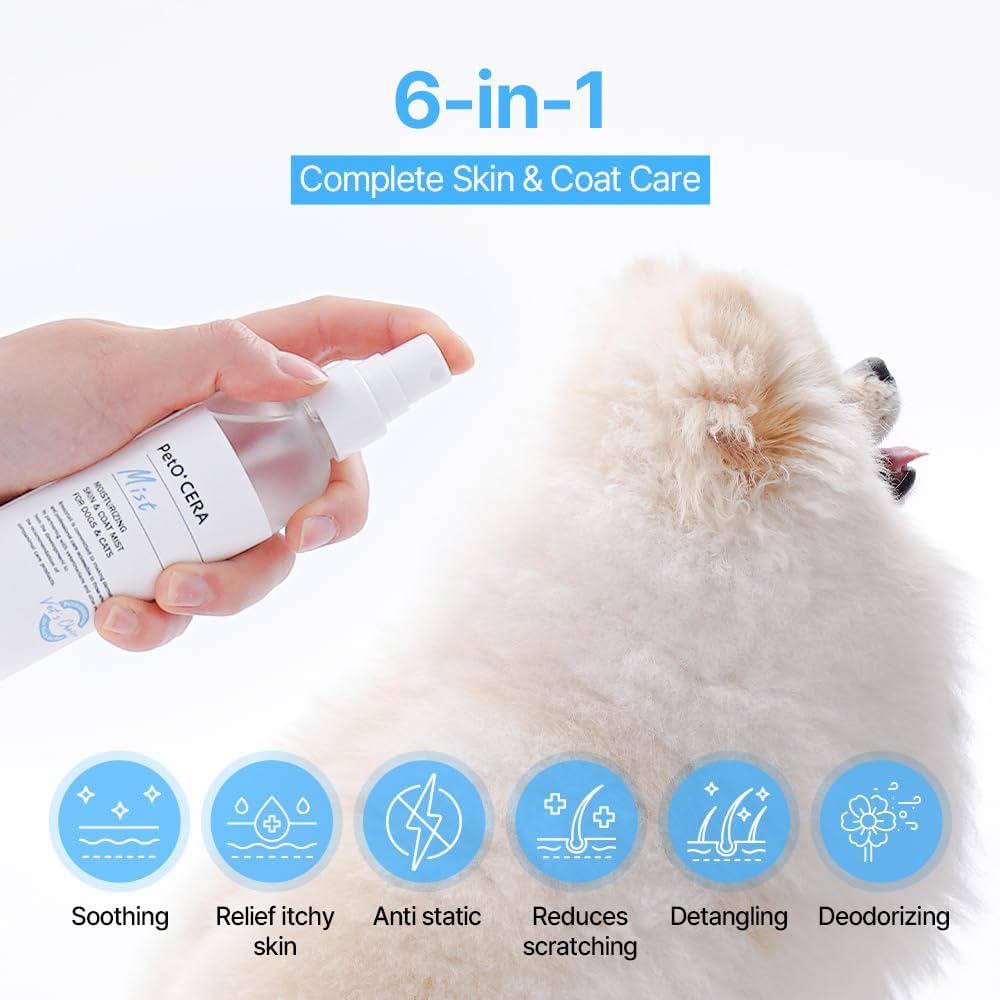 Hypoallergenic anti itch and dandruff grooming mist application