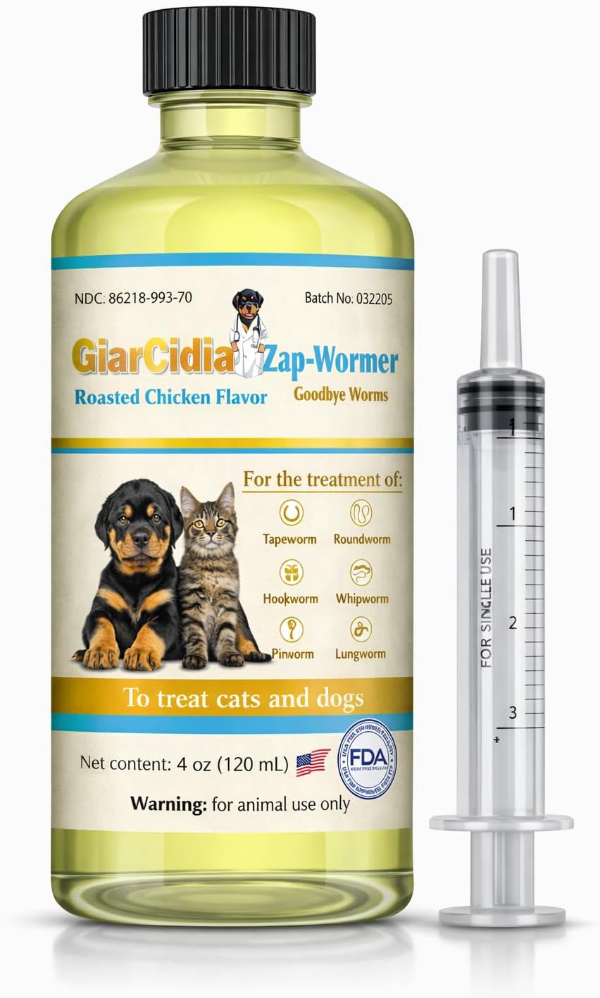 No More Worms in Cats and Dogs- Dewormer for Cats and Dewormer for Dogs - Milk Flavours 120 mL / 4 oz Glass Bottle - Includes 3 mL Dropper with Cap (Milk Flavor) - Image 9