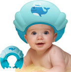Thcbme baby shower cap shield in blue whale shape front view for kids bath safety