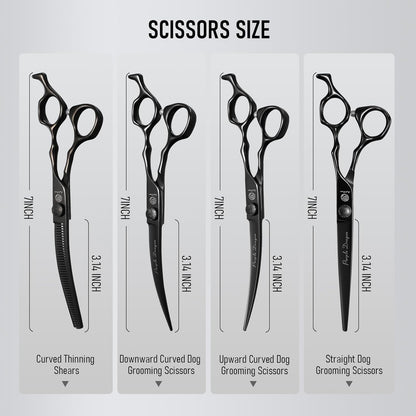 Purple Dragon 7 inch pet shears showing the manual adjustable tension screw detail.