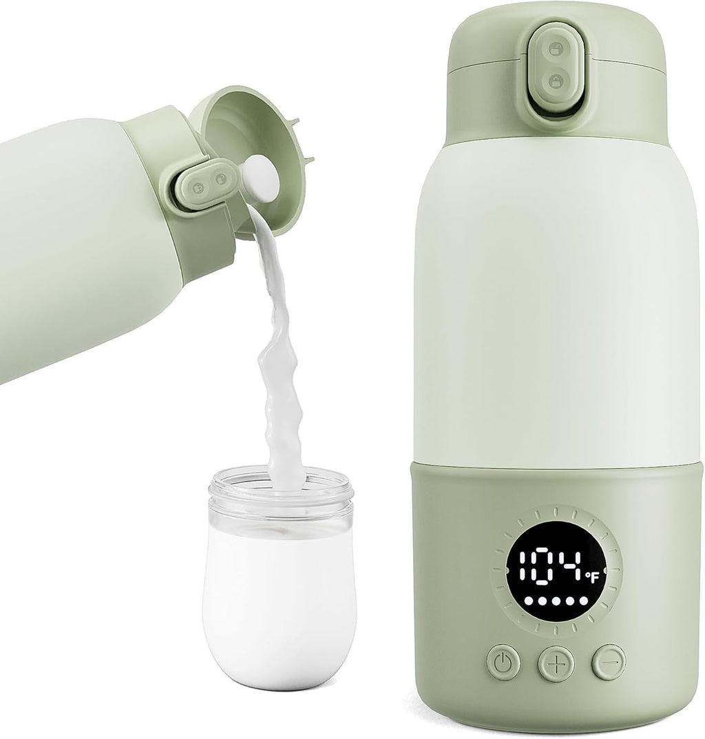 Haslife portable bottle warmer in sage green with digital display