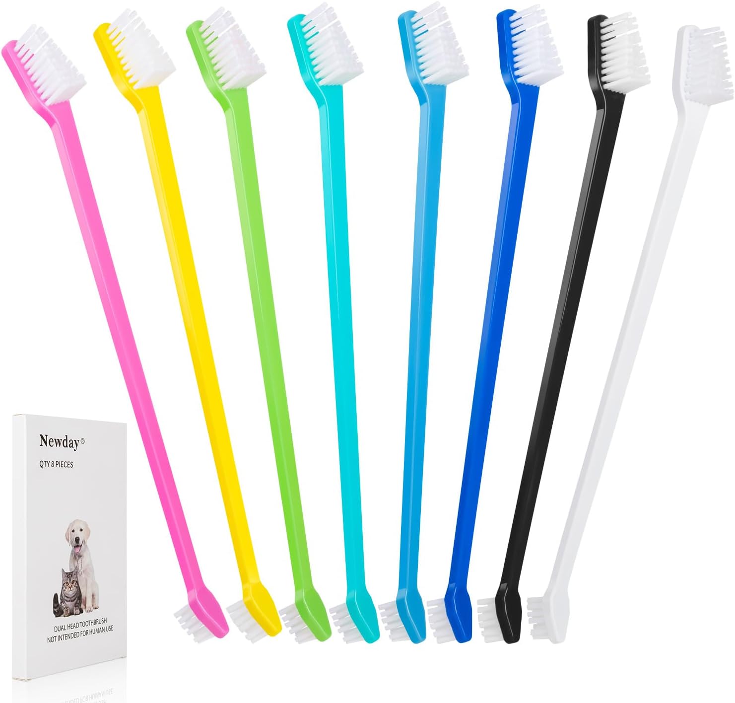 Newday dog toothbrush set of 8 pieces front view