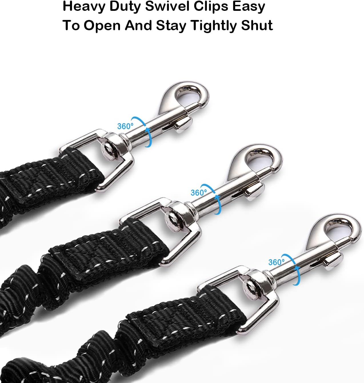 Premium nickel plated zinc alloy swivel snaps on the three dog leash adapter for secure collar attachment