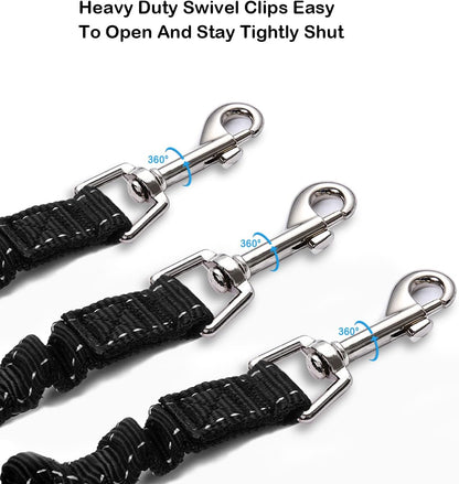 Premium nickel plated zinc alloy swivel snaps on the three dog leash adapter for secure collar attachment