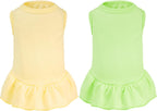 2 Pcs Dog Dresses Cat Skirt Solid Color Dog Clothes Summer Sleeveless Puppy Girl Clothes for Small Pet Dogs Cats (Yellow,Pink, Small) - Image 10