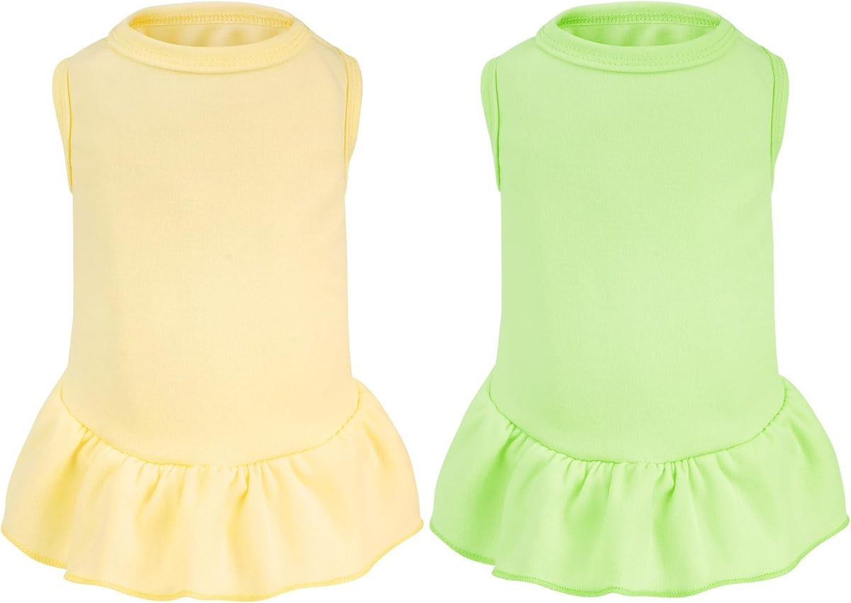 2 Pcs Dog Dresses Cat Skirt Solid Color Dog Clothes Summer Sleeveless Puppy Girl Clothes for Small Pet Dogs Cats (Yellow,Pink, Small) - Image 10