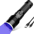 Tremdwoto 365nm UV Blacklight Flashlight front view highlighting premium aluminum alloy construction.