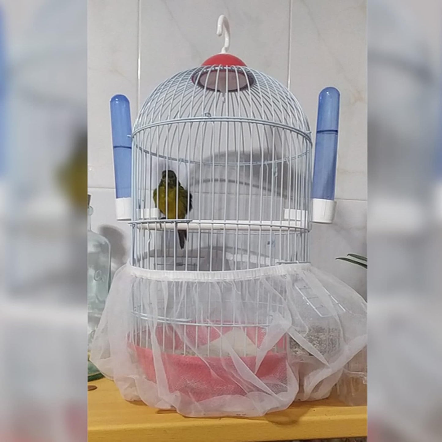 Washable universal parrot cage skirt debris control protector