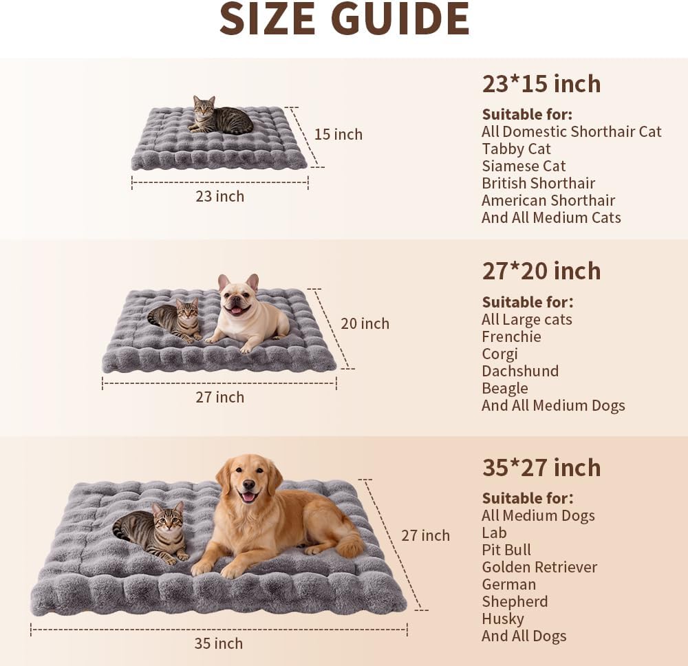 SOMAHE Cat Bed Mat, Soft Plush Faux Fur Kneading Pet Bed, Machine Washable Cat Sleeping Pad for Indoor Cats & Kittens, Non-Slip Fluffy Cat Rug for Couch Sofa Floor, 23x15 Inch Grey - Image 9
