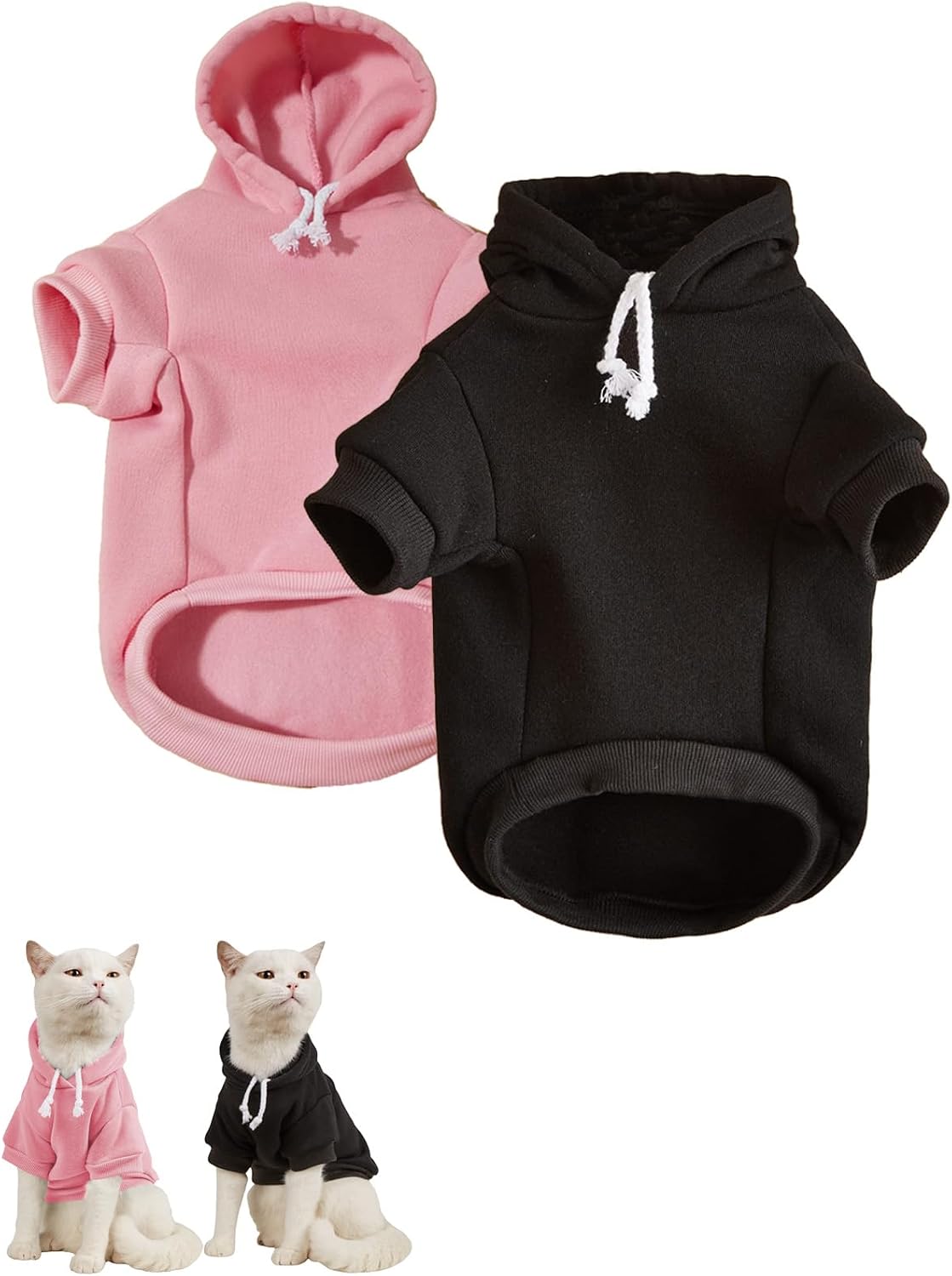 QWINEE Basic Dog Hoodie Sweatshirt Puppy Sweater Warm Cat Costumes Pet Clothes for Chihuahua Puppy Kitten Small Medium Dogs Cadet Blue Medium - Image 9
