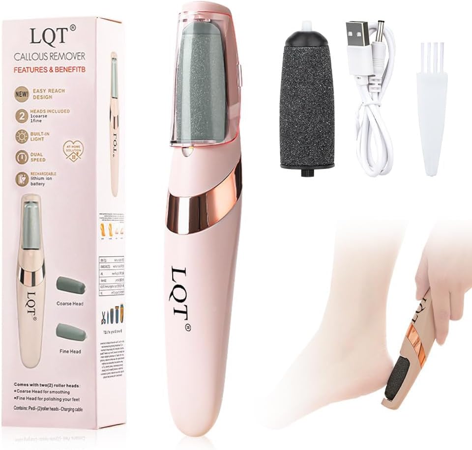 LQT Electric Foot File pink rechargeable device front view
