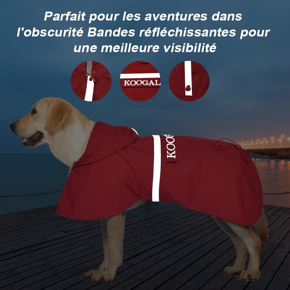 Koogal dog rain poncho folded into portable bag feature