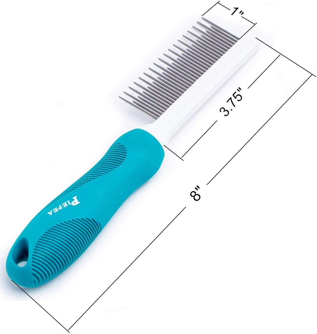 Close up of Piepea pet hair comb rounded pins for safe detangling