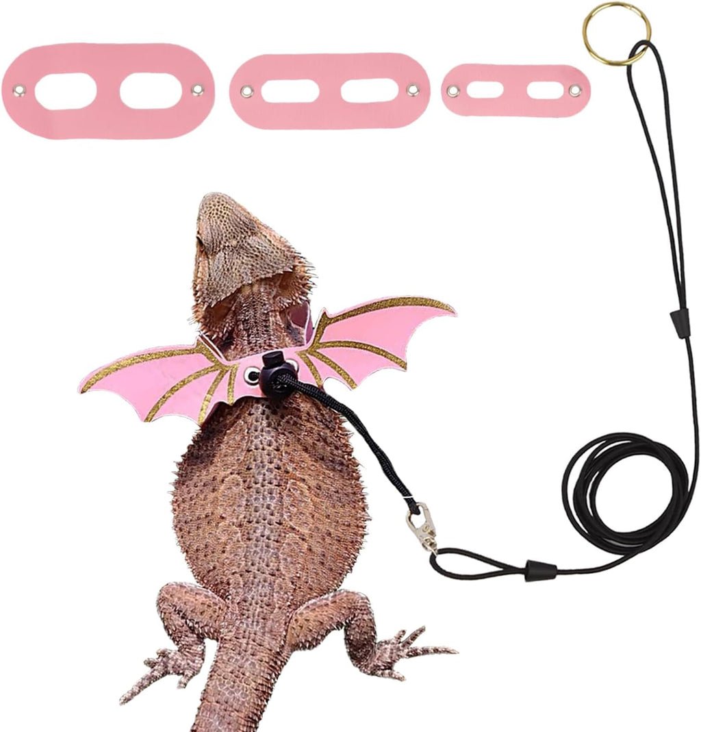 Adoggygo Bearded Dragon Leash Harness pink wing design front view