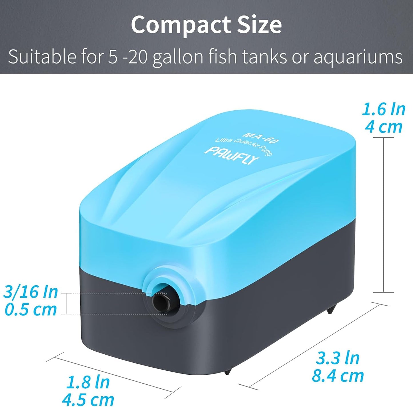 Top view of Pawfly MA-60 silent fish tank air pump