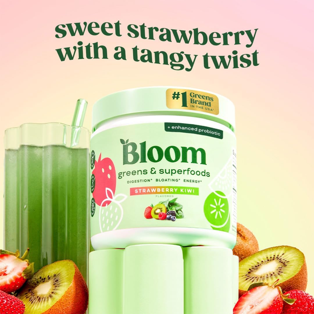 Bloom Nutrition Superfood Greens Powder, Strawberry Kiwi, 30 Servings - Image 2