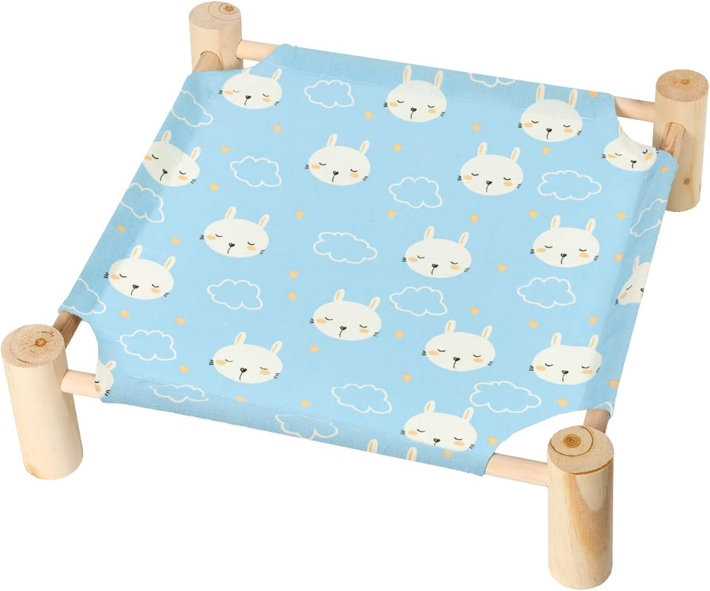 Patas Lague Cat and Dog Hammock Bed for Small Dogs, Brethable Wooden Cat Pet Rabbit Elevated Cooling Outdoor Bed Cots Furniture for Summer Monstera Leaf - Image 13