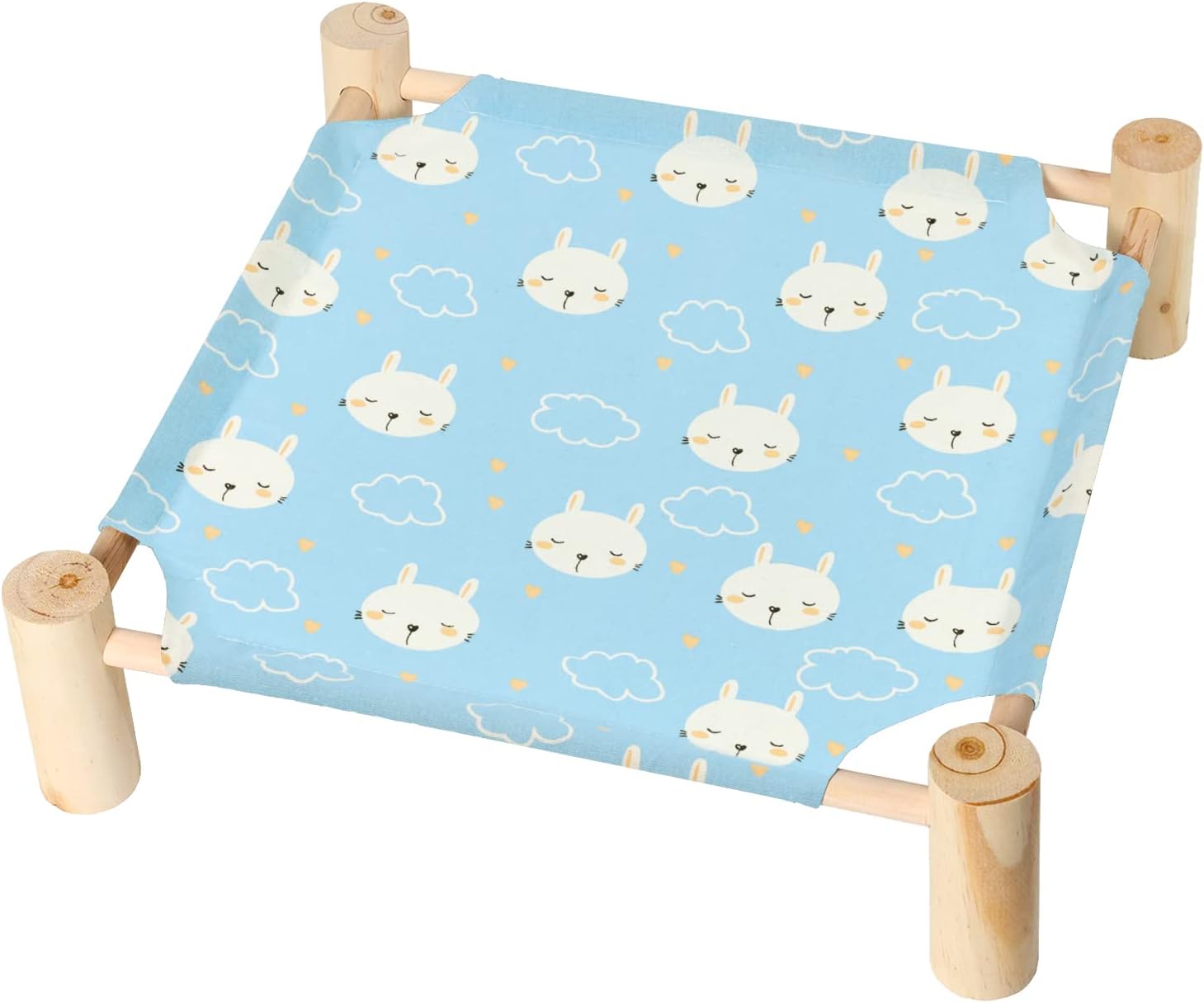 Patas Lague Cat and Dog Hammock Bed for Small Dogs, Brethable Wooden Cat Pet Rabbit Elevated Cooling Outdoor Bed Cots Furniture for Summer Monstera Leaf - Image 13